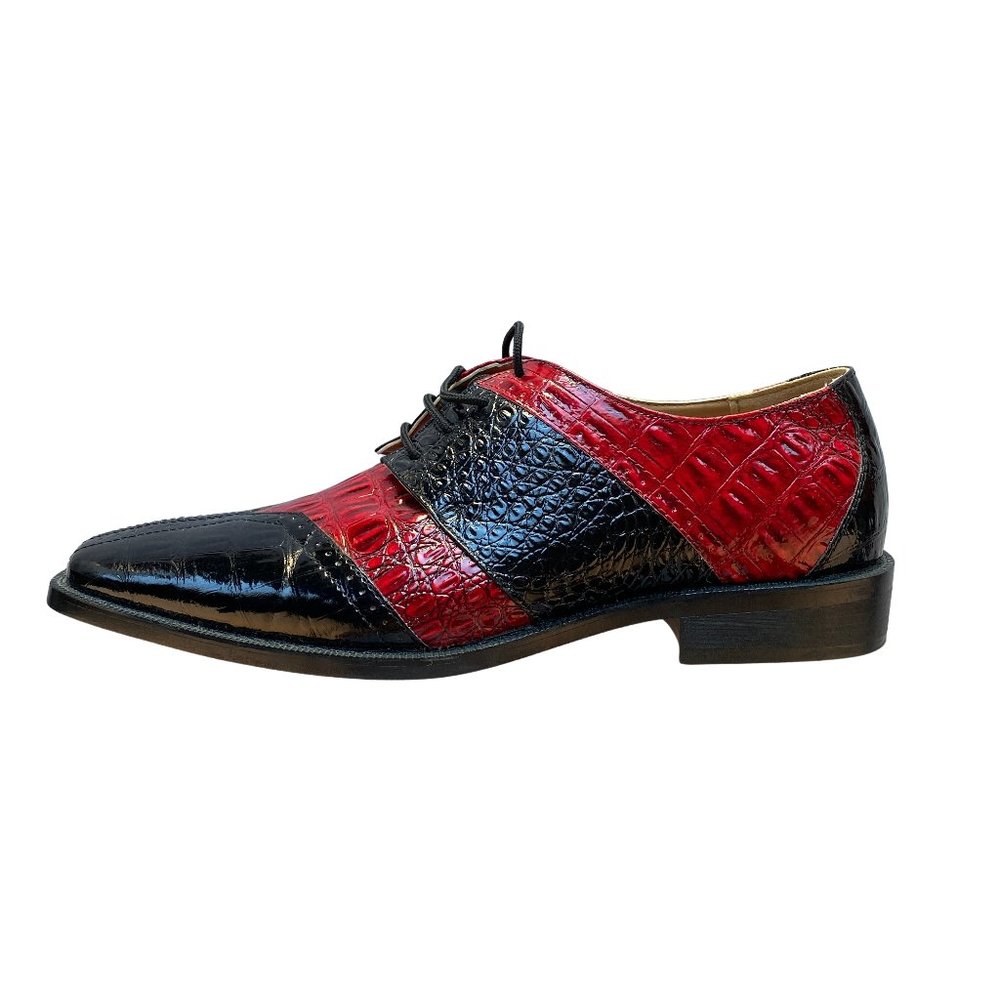 Roberto Chillini Red Black Retro Faux Croco Mens Dress Shoes Size 10